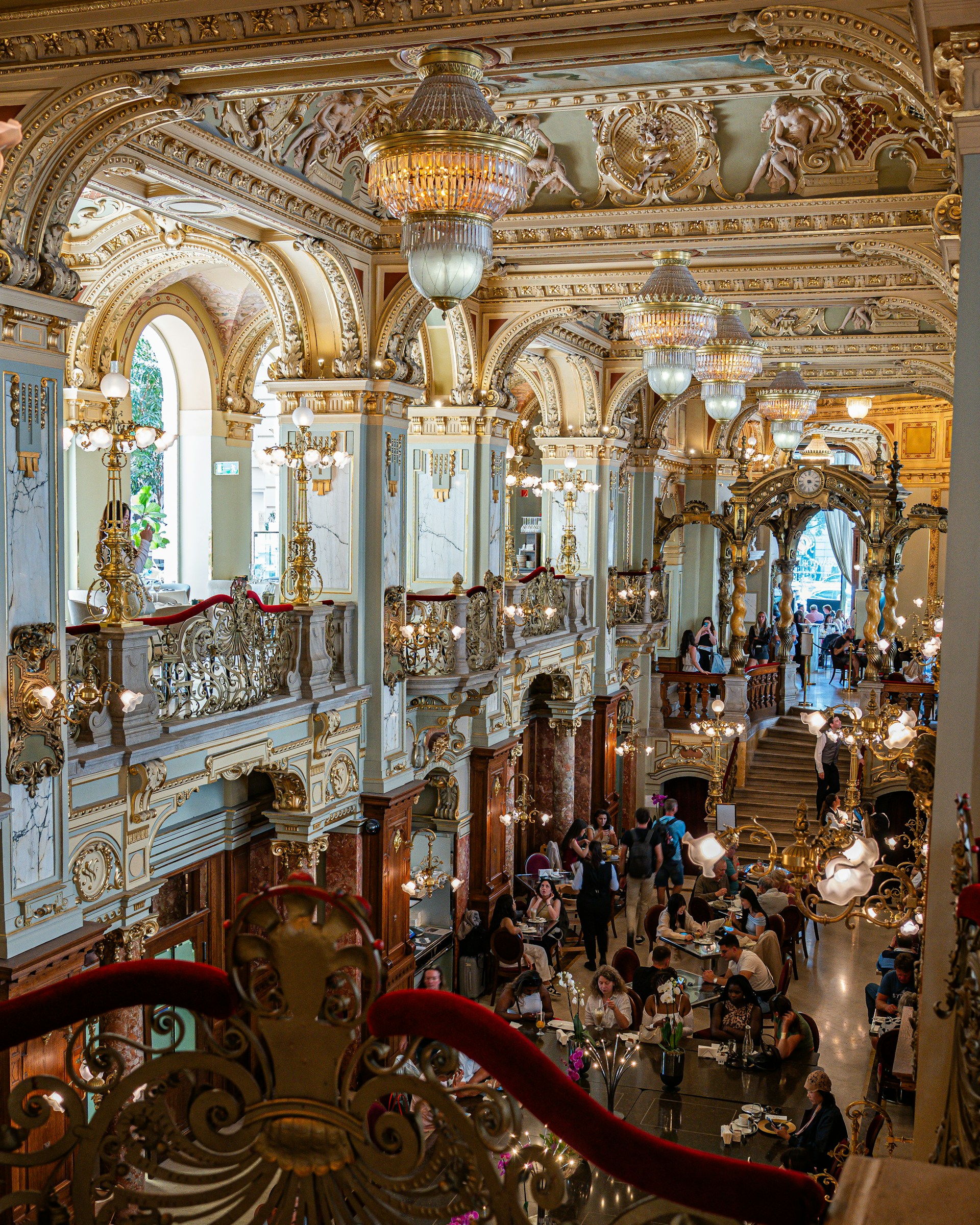 The ornate interior of New York Café in Budapest